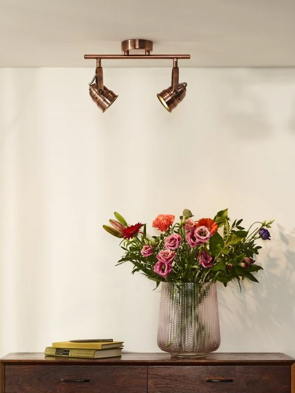 Lucide CIGAL - Foco de techo - LED - GU10 - 2x5W 2700K - Cobre - ambiente 1